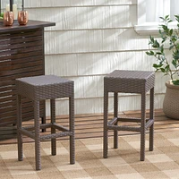 Milton Wicker Backless Bar Stool