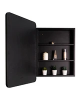 Stylish 20x28" Black Metal Framed Bathroom Mirror Cabinet