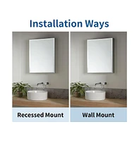 Streamdale Furniture 30"x24" Aluminum Medicine Cabinet with Mirror, Surface/Recessed Mount