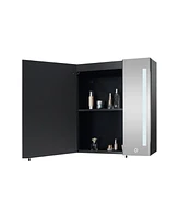 Streamdale Furniture 30x26" Black Led Medicine Cabinet with Storage, Defogger, Dimmable Lights