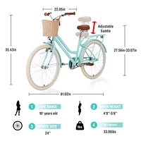 24" Steel Frame Girls Bike for 10+ Years