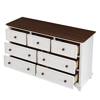 Wooden Captain Seven-Drawer Dresser For Bedroom, Living Room, Kids' Room