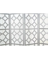 Streamdale Furniture Quarterfoil infused Diamond Design 4-Panel Room Divider, Silver