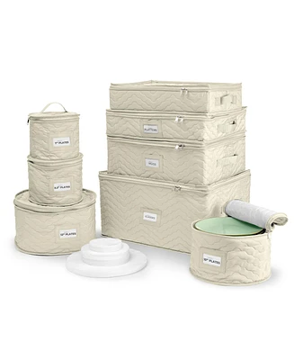 Sorbus 8 Piece Quilted China Dinnerware Storage Cases - for Dinnerware, Mugs