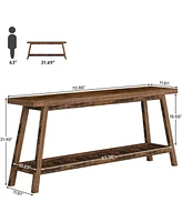 Tribesigns FarmYFuse Console Entryway Table: 70.9 Inches All Wood Table for Entrance, 2 Tiers Narrow Long Behind Couch Sofa Table, Foyer Entry