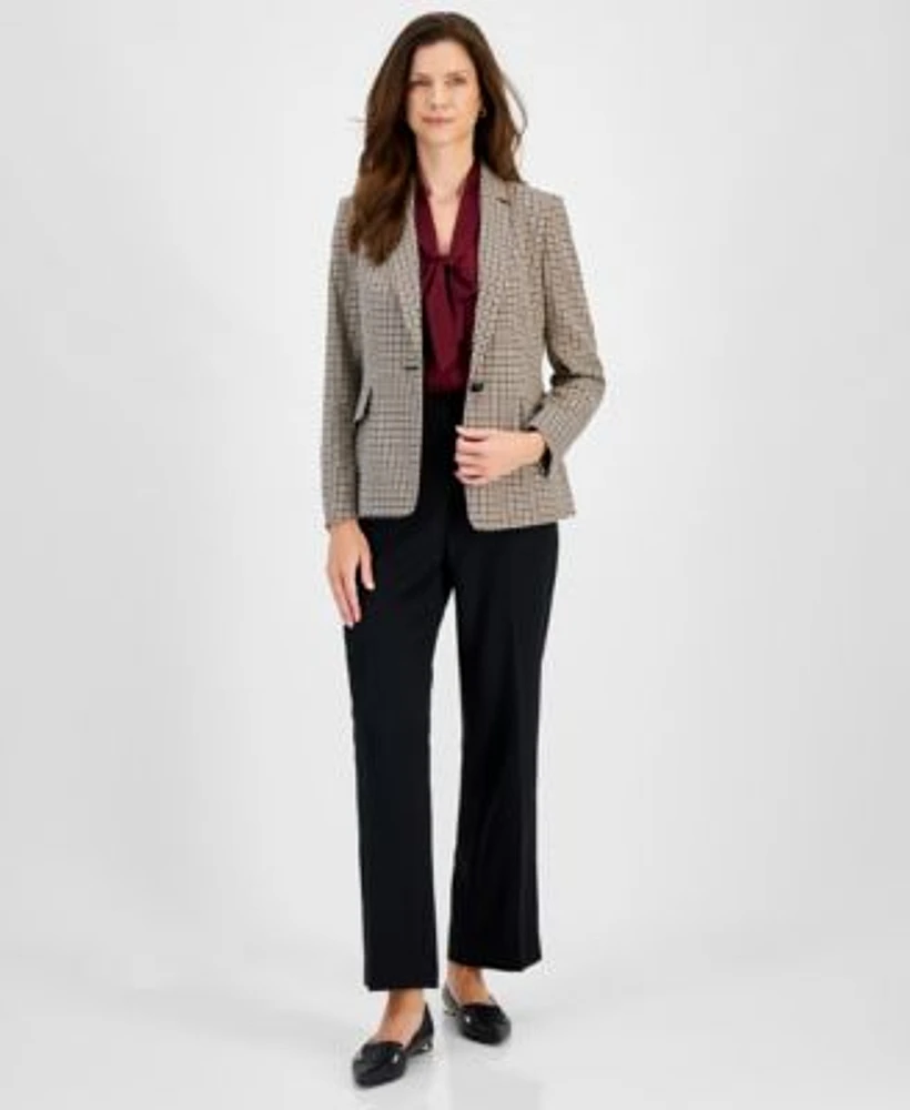 Kasper Houndstooth Blazer Sleeveless Top Pull On Pants