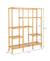 Sugift Multifunctional Bamboo Shelf Storage Organizer Rack