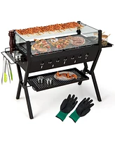 Vebreda Barbecue Charcoal Grills with Wind Guard Seasoning Racks