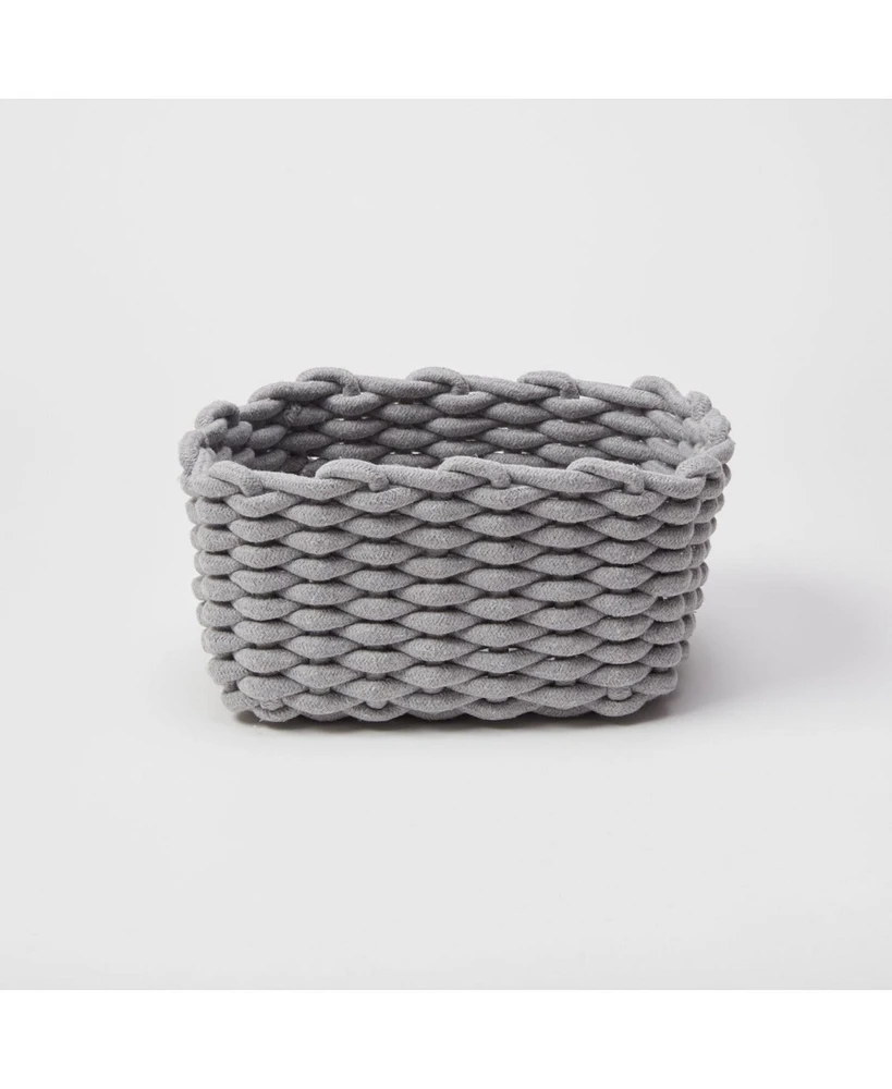 Dormify Small Chunky Knit Basket Light Grey, Compact & Lightweight Storage, Versatile Storage Solution, Dorm & Bedroom Essential