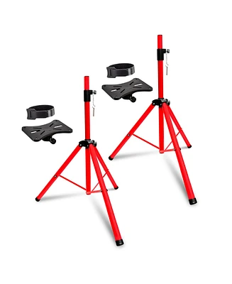 5 Core Speaker Stand Tripod Tall Adjustable Up to 72 Inch Dj Studio Monitor Stands Pole Mount - Red - 2PCS