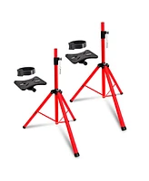 5 Core Speaker Stand Tripod Tall Adjustable Up to 72 Inch Dj Studio Monitor Stands Pole Mount - Red - 2PCS