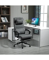 Vinsetto Office Desk Chair Home Ergonomic Adjustable Rolling Linen Reliner W/ Footrest