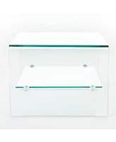 Simplie Fun Ultra-Chic Glass End Table with Shelf Style Meets Functionality