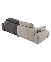 Streamdale Furniture 86.6" Oversized Beige & Gray Suede Sofa