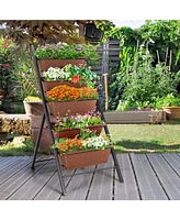 Sugift 5-tier Vertical Garden Planter Box Elevated Raised Bed with 5 Container