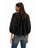 Desigual Women's Floral lace blouse