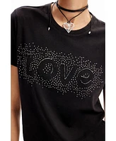 Desigual Women's Rhinestone Love T-shirt