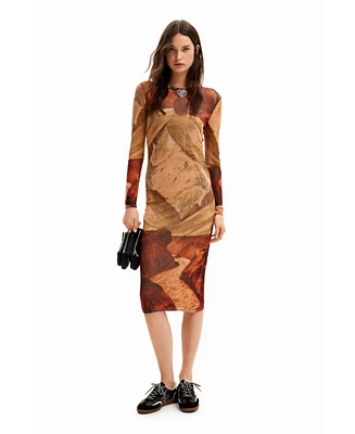 Desigual Women's Landscape knit midi dress