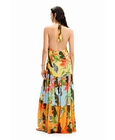 Desigual Women's Tropical halter neck maxi dress