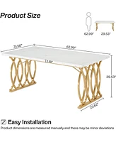 Tribesigns Modern Dining Table, 63" Large Kitchen Table for 4-6 People, Unique Rectangular Dinner Table Kitchen & Dining Room Furniture with Faux Marb