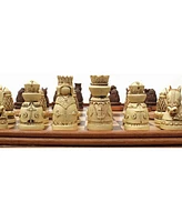 We Games Medieval Chess & Checkers Game Set - Wood Board with Storage Drawers 15 in.