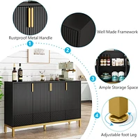 Tribesigns Modern Storage Cabinet, 59 Inch Console Cabinet Sideboard Buffet with 4 Doors & Gold Metal Base, Entryway Cupboard Furniture for Li