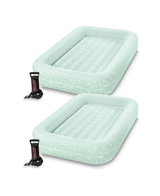 Intex Kids Travel Inflatable Air Mattress with Raised Sides & Hand Pump (2 Pack)