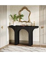 Tribesigns 47 Inches Console Table, Black Entryway Table, Modern Hallway Table, Sofa Table with Arch Base, Unique Foyer Table, Behind Couch Table, Woo