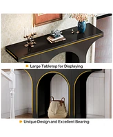 Tribesigns 47 Inches Console Table, Black Entryway Table, Modern Hallway Table, Sofa Table with Arch Base, Unique Foyer Table, Behind Couch Table, Woo