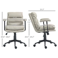 Homcom Home Office Chair with Adjustable Height, Pu Leather, Light