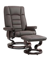 Homcom Swivel Recliner with Ottoman, Faux Leather Reclining Chair, Gray