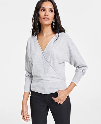 I.n.c. International Concepts Women's Surplice Long-Sleeve Sweater, Created for Macy's