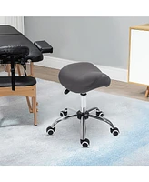 Homcom Faux Leather Rolling Single Seat w/Adjustable Height Lift and Chrome Leg Finish