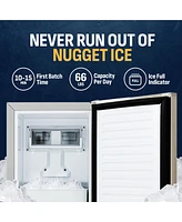 Newair 15” Undercounter Nugget Ice Maker, Pebble Ice Maker Producing 66 lbs. Daily, Built-in or Freestanding in Stainless Steel, Sonic Ice Make