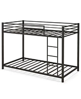 Sugift Low Profile Twin Over Metal Bunk Bed with Full-length Guardrails