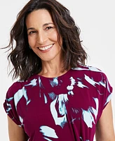 I.n.c. International Concepts Women's Printed Gathered-Front Top, Created for Macy's