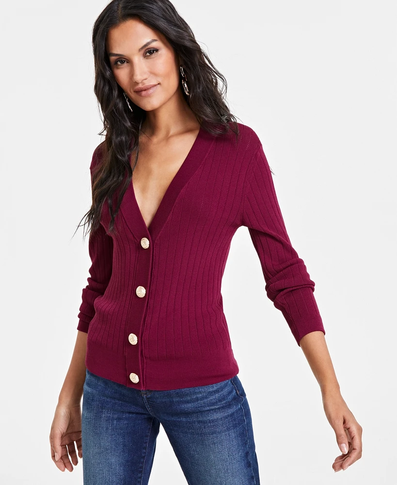 I.n.c. International Concepts Women's Ribbed Snap-Front Cardigan, Created for Macy's