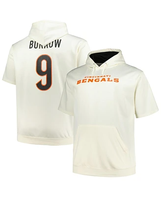 Fanatics Men's Joe Burrow Cream Cincinnati Bengals Big Tall Short Sleeve Hoodie T-Shirt