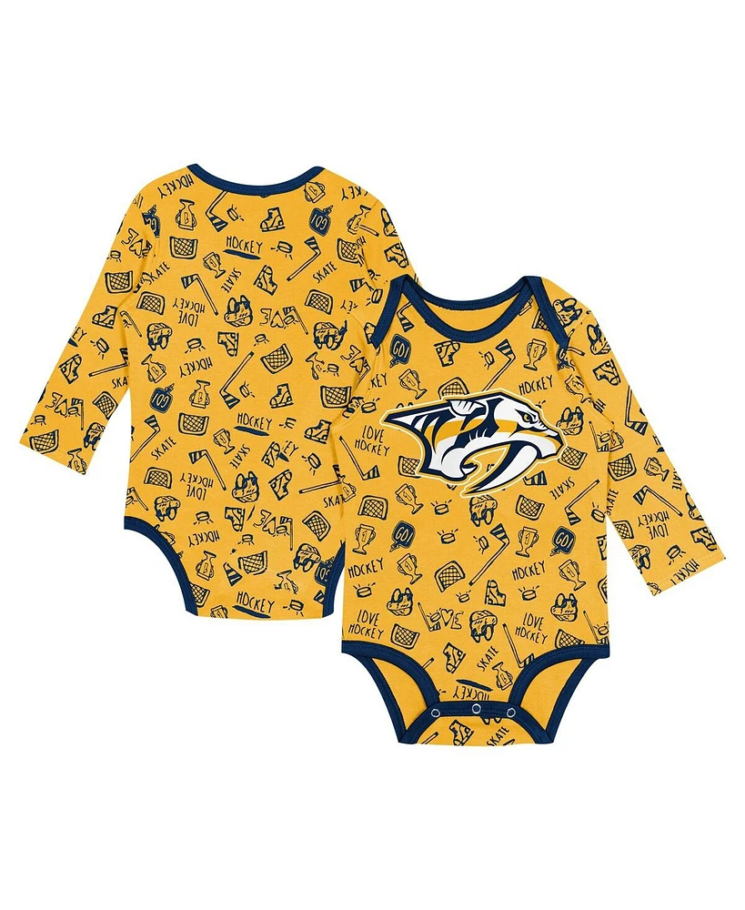 Outerstuff Baby Boys and Girls Gold Nashville Predators Dynamic Defender Long Sleeve Bodysuit