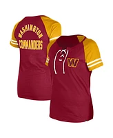 New Era Women's Burgundy Washington Commanders Lace-Up Raglan T-Shirt