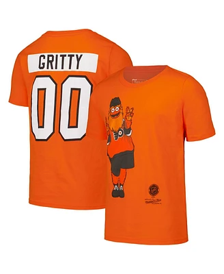 Mitchell & Ness Big Boys and Girls Orange Philadelphia Flyers Gritty Peace Sign T-Shirt