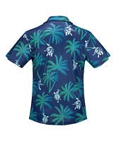 Section 119 Men's Navy the Grateful Dead Turtles and Palms All-Over Mesh Button-Up Shirt