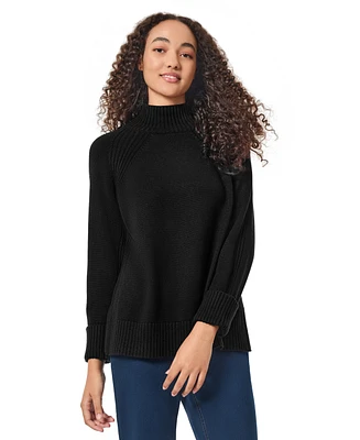 Jones New York Women's Mock Neck Sweater with Rib Detail