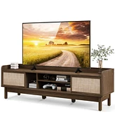 Costway Wooden Tv Stand for TVs up to 65" with Storage Adjustable Shelf & Sliding Doors