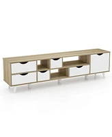 Costway Tv Stand for TVs up to 65" with Storage 5 Drawers & 3 Open Shelves for Bedroom
