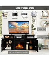 Gymax 63'' Fireplace Tv Stand W/18'' 1500W Electric Fireplace up to 70'' Black