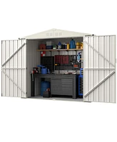 Costway 7 x 4 Ft Metal Outdoor Storage Shed Snap-on Structures for Efficient Assembly