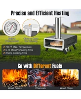 Costway Outdoor Pizza Oven Wood Pellet Pizza Stove with 12" Round Rotatable Pizza Stone