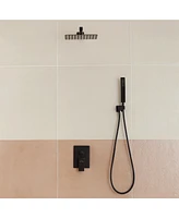 Boyel Living 1-Spray Patterns with 2.5 Gpm in. Square Wall Mount Dual Shower Heads with Pressure Balance Valve