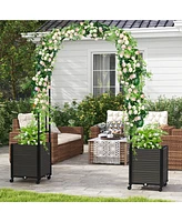 Costway 6.6 Ft Tall Metal Garden Arbor with 2 Raised Garden Planters Arch Trellis Outdoor